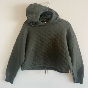 Tentree Women’s Cropped Quilted Hoodie Eco-Friendly Green Pullover S